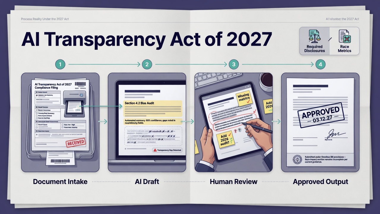 inside paper visual for AI Transparency Act of 2027: The Omnibus Bill That Won't Fix the Race: Turning the Idea Into a Useful Workflow