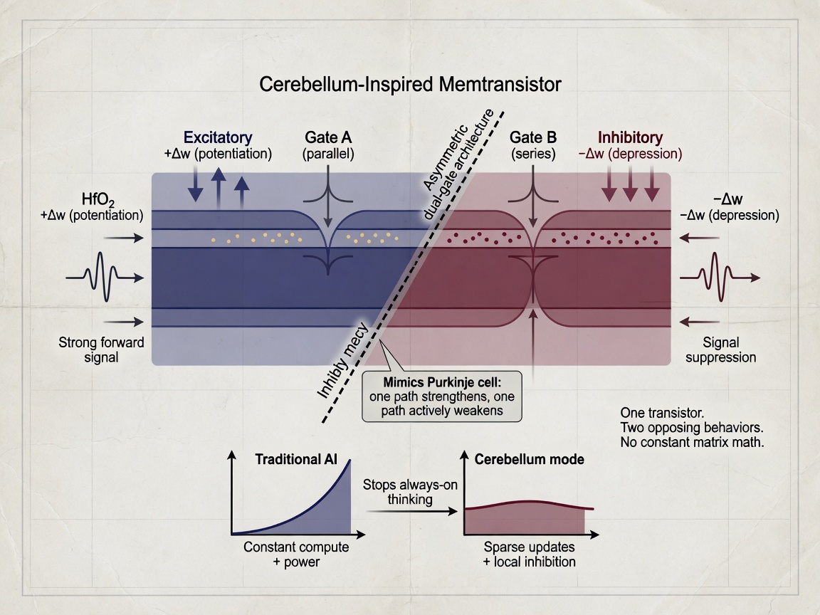 inside paper visual for Cerebellum-Inspired Memtransistor: Why AI Needs to Stop Thinking