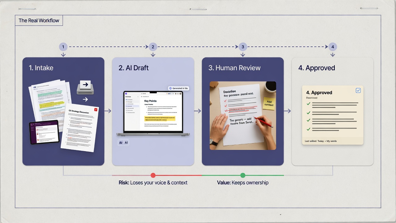 inside paper visual for Don't Let AI Write Your Second Brain Notes: Turning the Idea Into a Useful Workflow