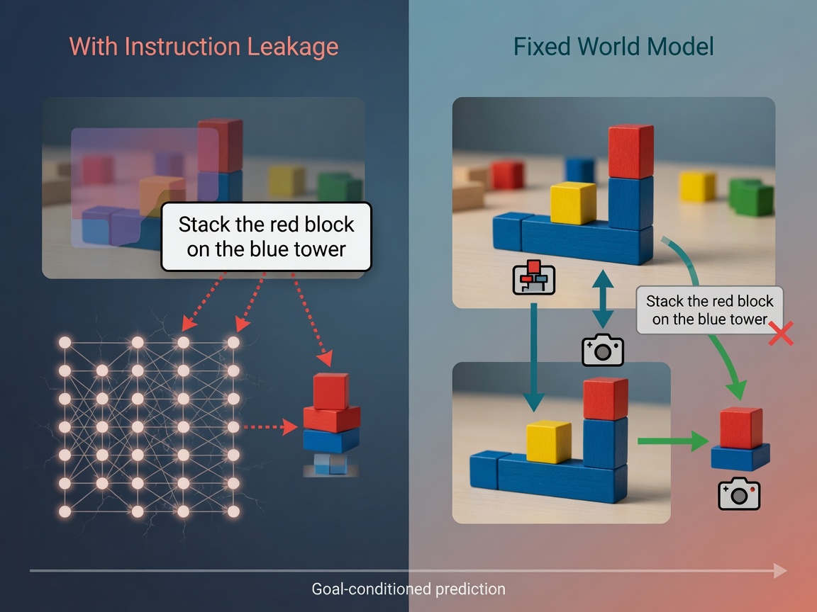 Fixing Instruction Leakage in Goal-Conditioned World Models