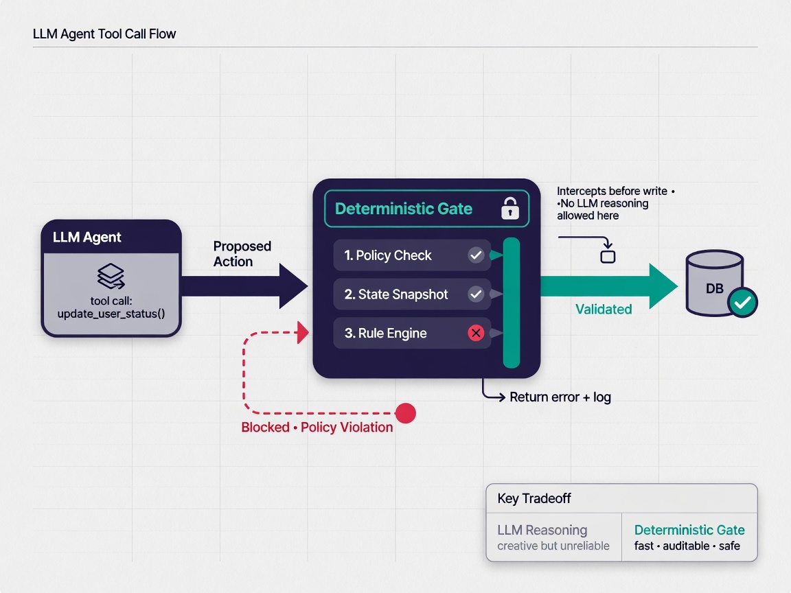 inside paper visual for Stop Trusting LLM Agents to 'Reason' Their Way Out of Policy Violations