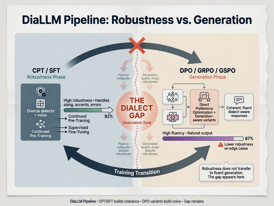 inside paper visual for The Dialect Gap: Why Robustness Doesn't Mean Fluency in LLMs