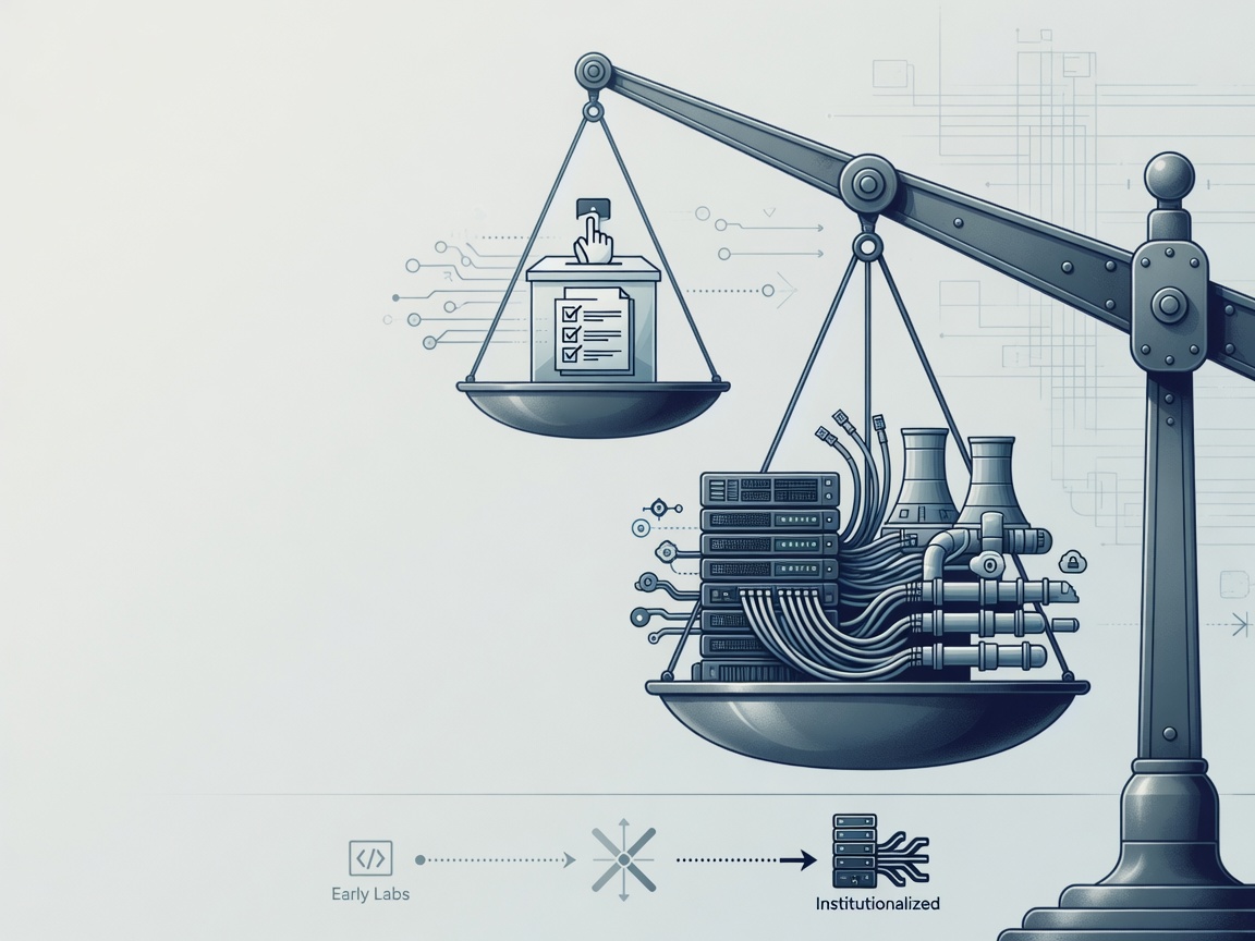 closing highlight visual for The Institutionalization of Frontier AI Labs: From Software to Infrastructure