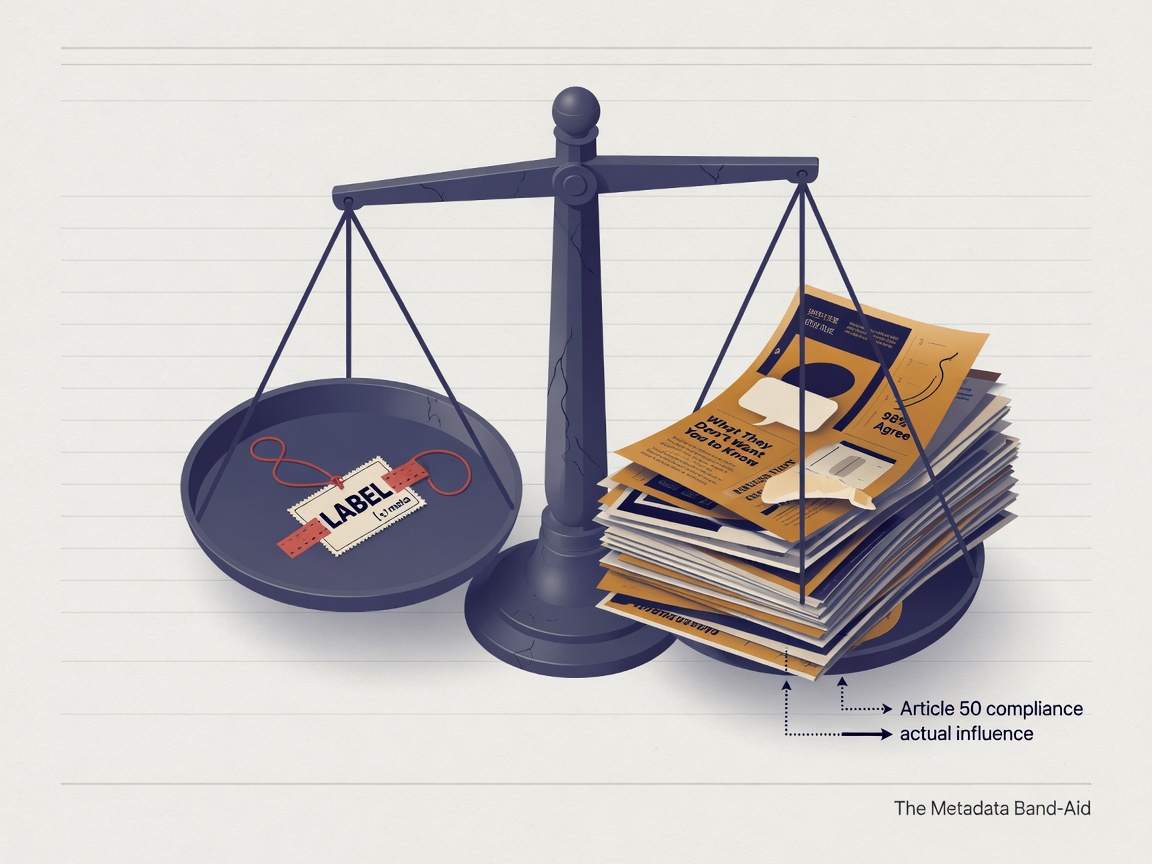 closing highlight visual for The Metadata Band-Aid: Why Article 50 Fails to Stop Manipulation