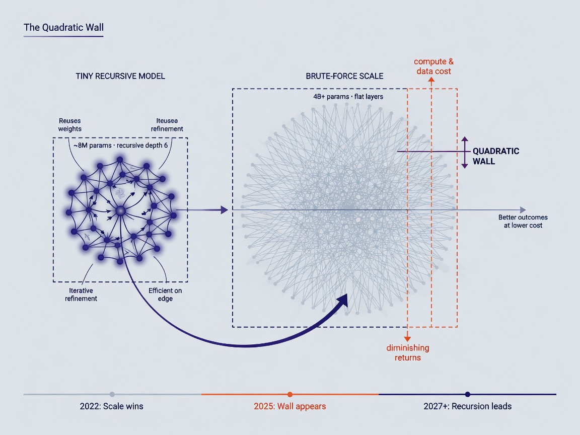 closing highlight visual for The Quadratic Wall: Why Brute-Force AI is Hitting a Ceiling
