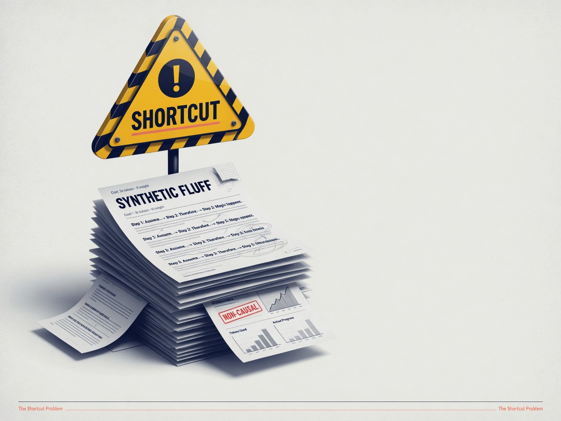 closing highlight visual for The Shortcut Problem: Why LRM Thinking Traces Aren't Always Reasoning